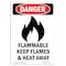 Signmission Safety Sign, OSHA Danger, 5" Height, Flammable Keep Flames, Portrait OS-DS-D-35-V-1259 - alternate 1